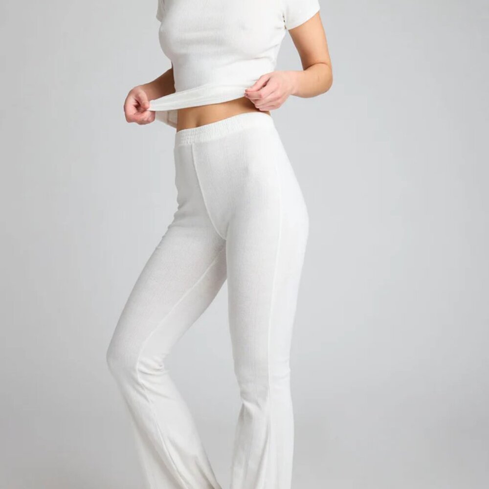 Negative Underwear organic pointelle flare pant, white, sz M